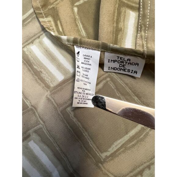 TED LAPIDUS Paris M men's Abstract Geometric long Sleeve Button Up Shirt beige - Picture 10 of 10